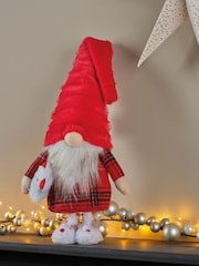 Decoris Red Tartan Christmas Gonk Small Plush Ornament - Image 1 of 2