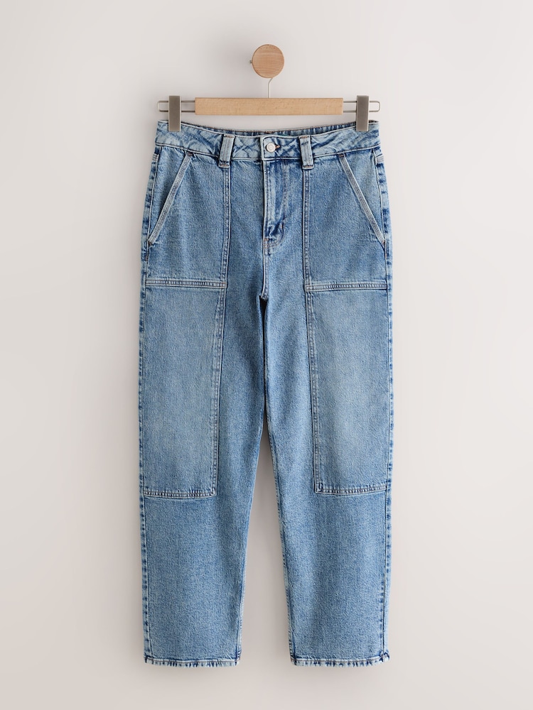 Mid Blue Ankle Straight Leg Carpenter Jeans - Image 1 of 4 Mid Blue Ankle Straight Leg Carpenter Jeans - Image 1 of 4