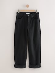 Washed Black Boyfriend Turn Up Jeans - Image 1 of 3