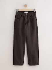 Chocolate Brown Mid Rise Wide Leg Baggy Jeans - Image 1 of 5