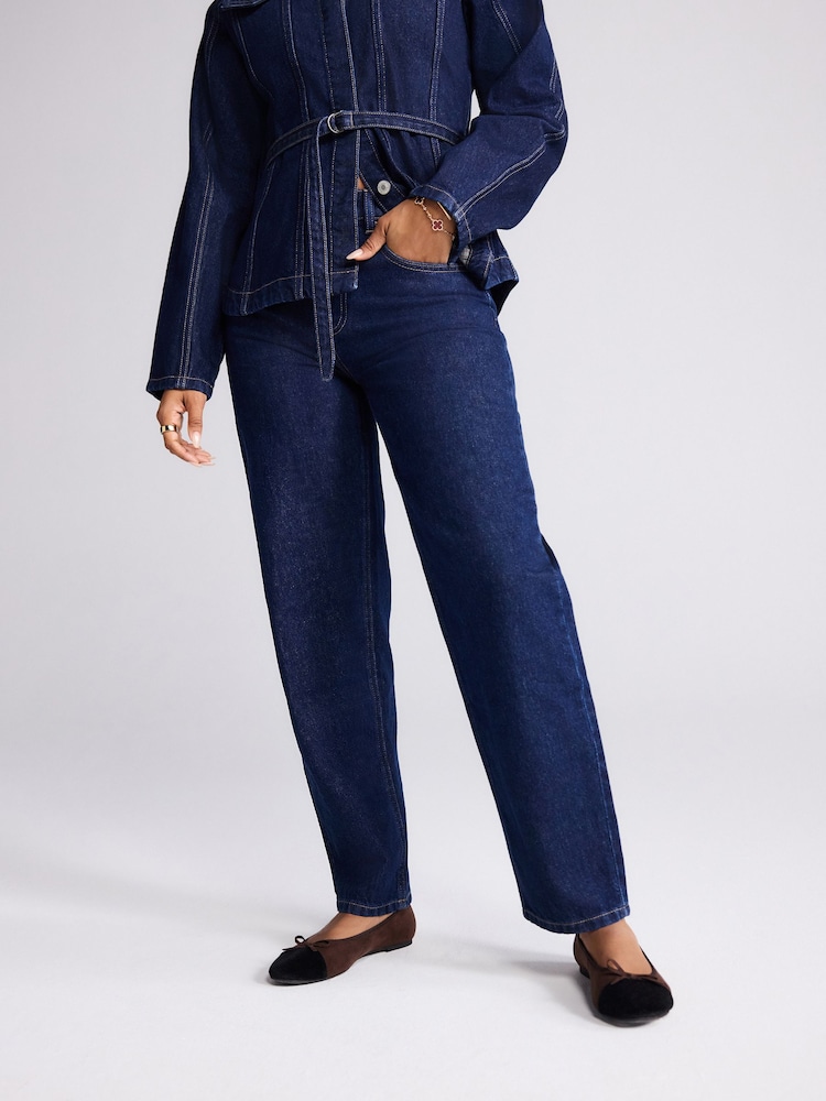 Rinse Blue Barrel Leg Jeans - Image 2 of 8 Rinse Blue Barrel Leg Jeans - Image 2 of 8