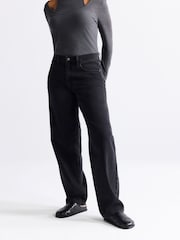 Washed Black Mid Rise Wide Leg Baggy Jeans - Image 2 of 4