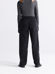 Washed Black Mid Rise Wide Leg Baggy Jeans - Image 3 of 4