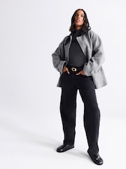 Washed Black Mid Rise Wide Leg Baggy Jeans - Image 4 of 4