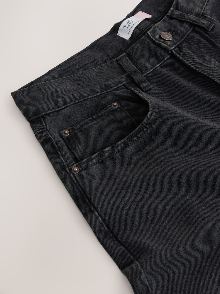 Verwaschenes Schwarz - Mid Rise Wide Leg Baggy Jeans - Bild 8 von 8 Verwaschenes Schwarz - Mid Rise Wide Leg Baggy Jeans - Bild 8 von 8