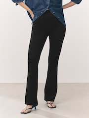 Black Jersey Denim Bootcut Leggings - Image 1 of 9