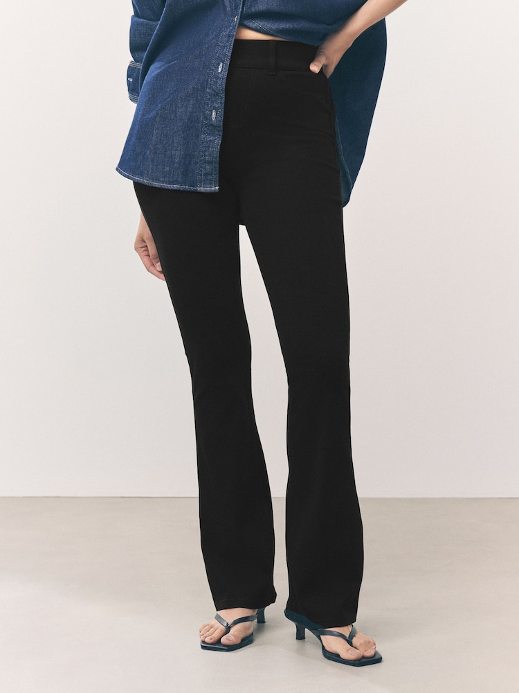 Black Jersey Denim Bootcut Leggings - Image 2 of 9