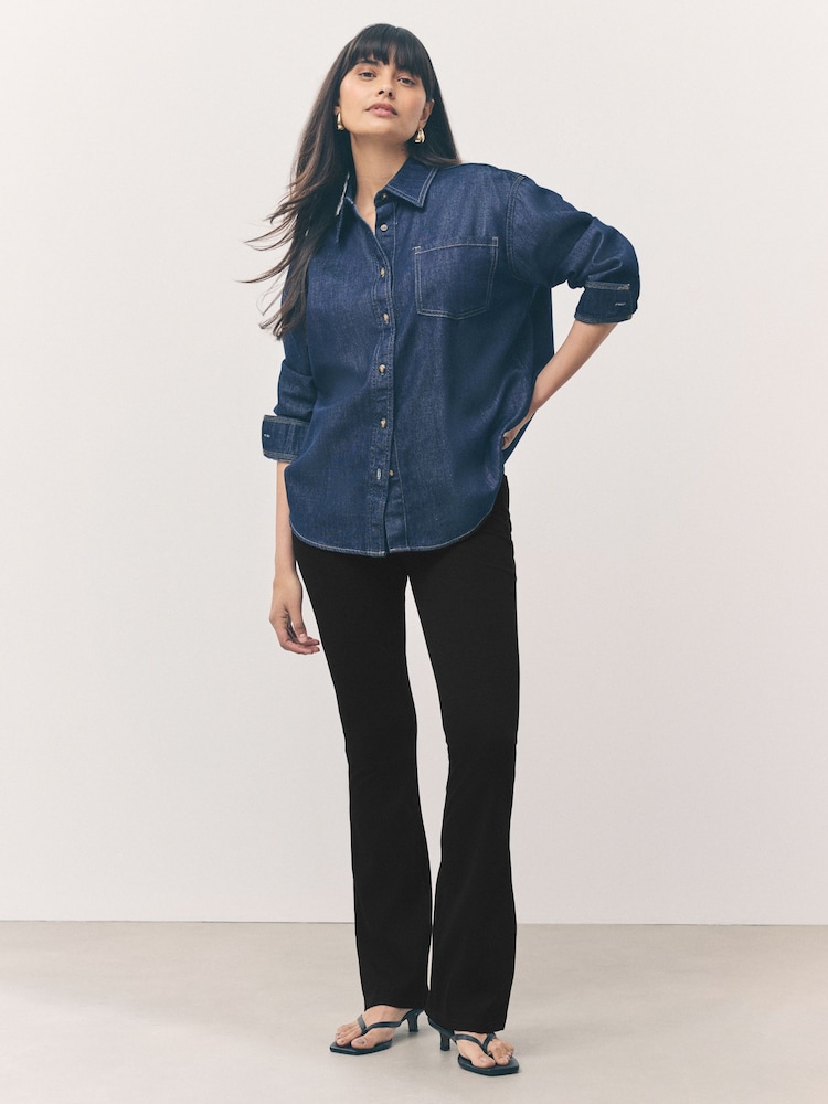 Black Jersey Bootcut Leggings - Image 2 of 9 Black Jersey Bootcut Leggings - Image 2 of 9
