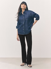 Black Jersey Denim Bootcut Leggings - Image 4 of 9