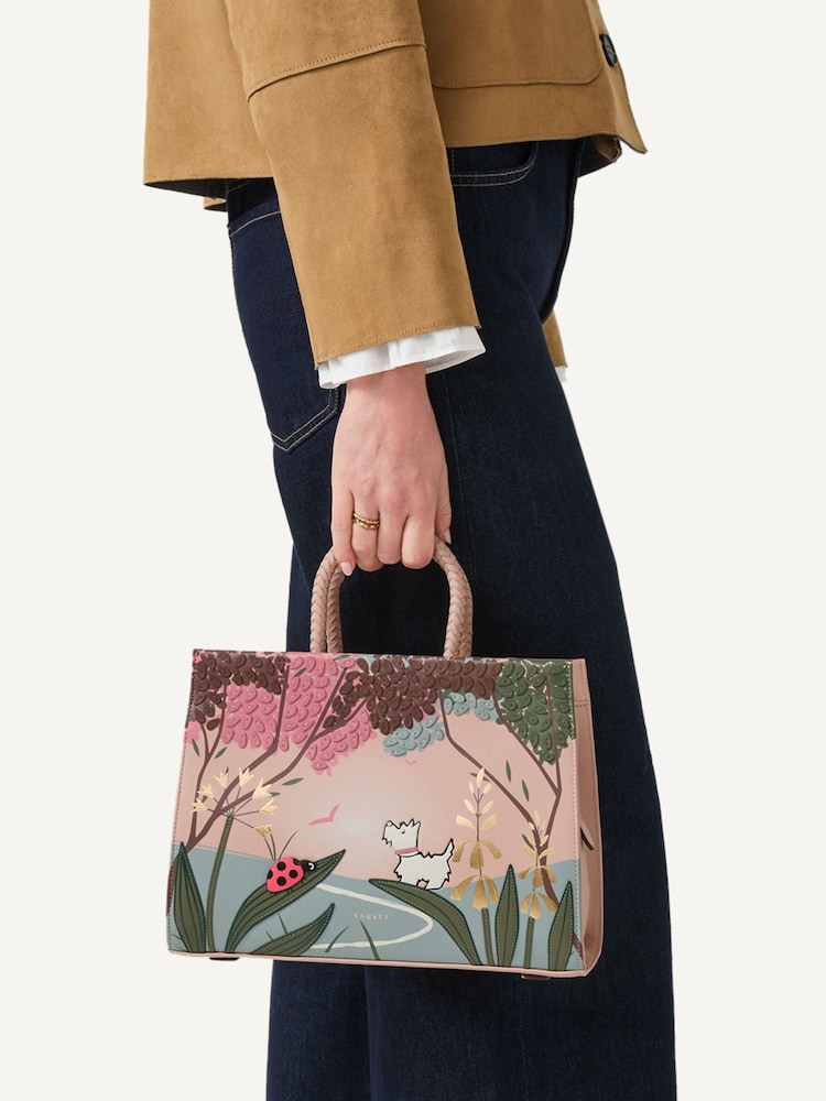 Radley London Medium Pink Spring Meadow Ziptop Grab Bag - Image 2 of 6