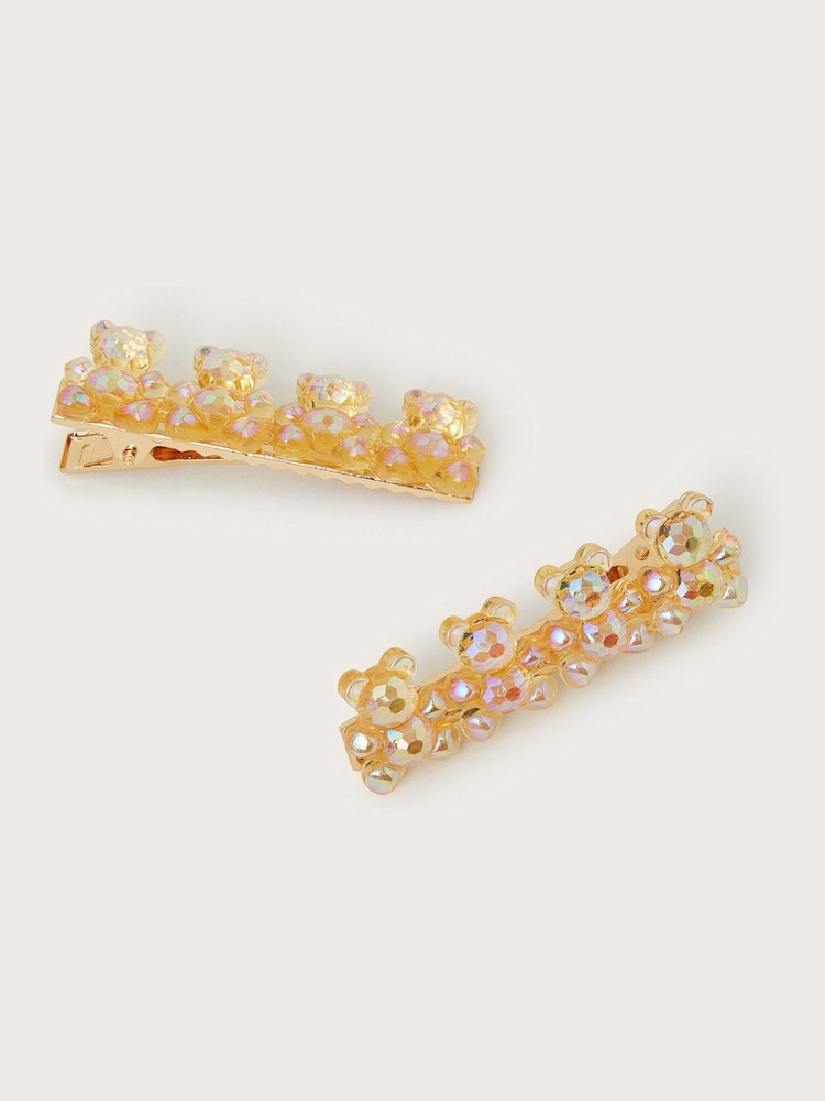 Monsoon Yellow Sparkle Teddy Hair Clips 2 Pack - Image 2 of 2