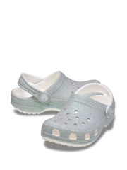 Crocs White Classic Glitter Clogs - Image 2 of 4