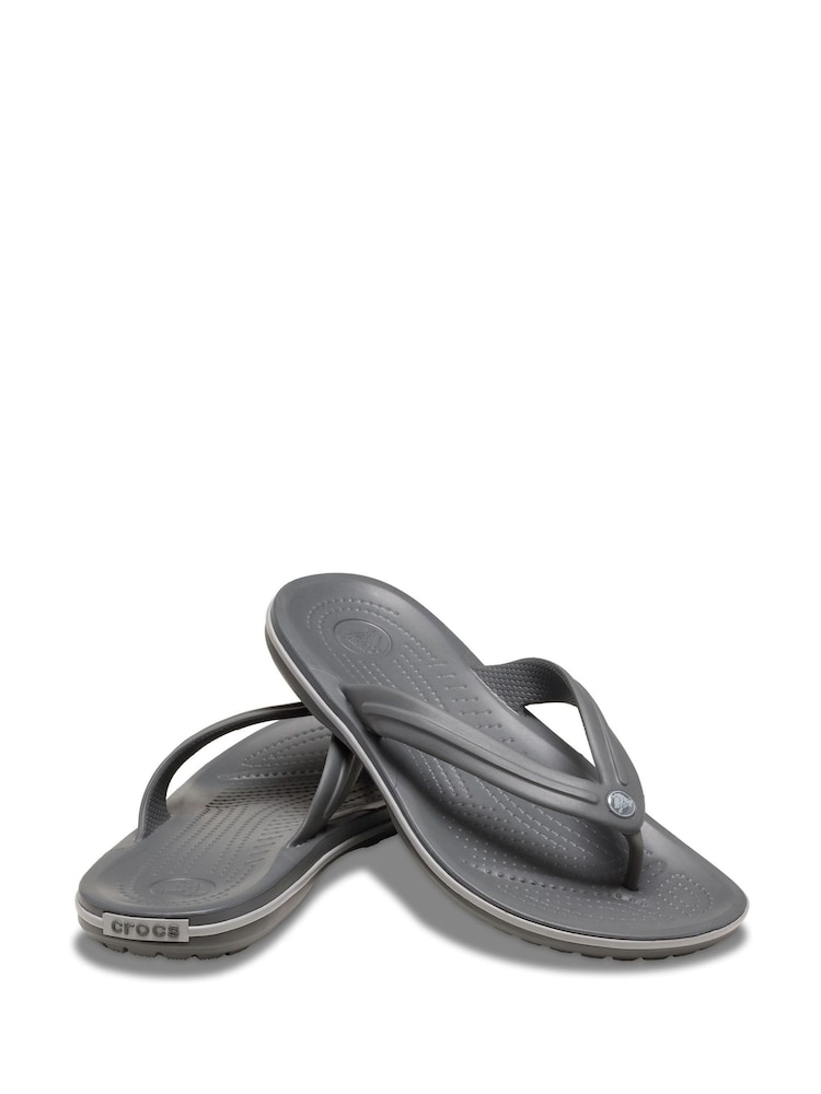 Buy Crocs Grey Crocband Flip Sandals from Next USA display picture 1