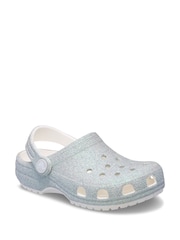 Crocs White Classic Glitter Clogs - Image 2 of 4