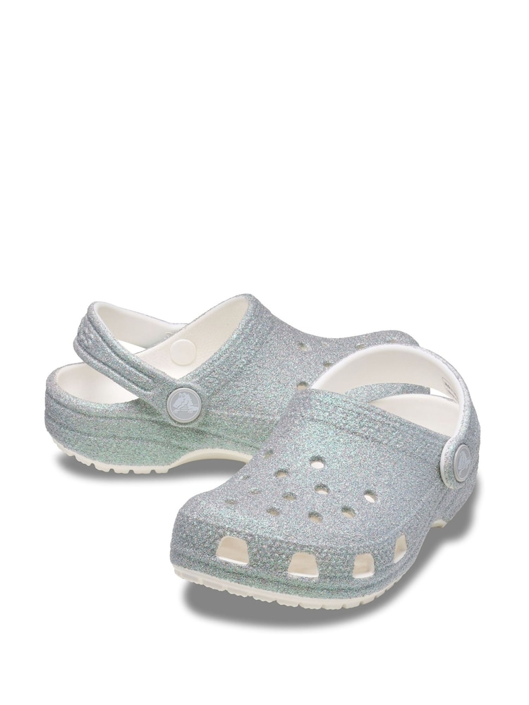 Crocs White Classic Glitter Clogs - Image 4 of 4