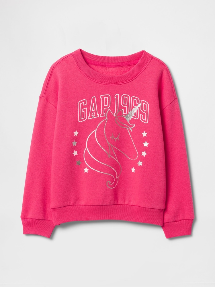 Roze - Gap-sweatshirt met grafische print en ronde hals (6mnd-5jr) - Image 1 of 3