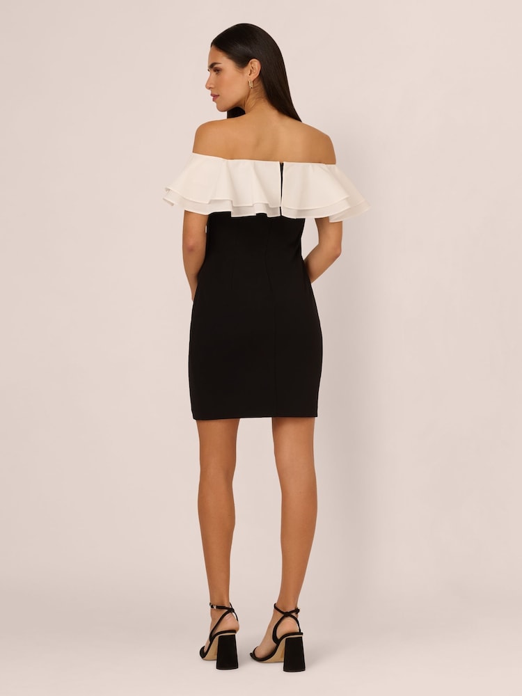 Adrianna by Adrianna Papell Knit Crepe Combo Black Mini Dress - Image 2 of 7 Adrianna by Adrianna Papell Knit Crepe Combo Black Mini Dress - Image 2 of 7