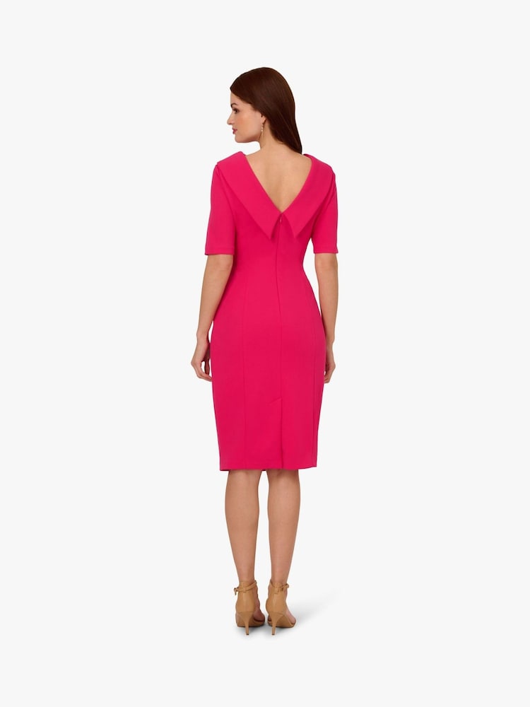 Adrianna Papell Pink Roll Neck Sheath With V Back Dress - Image 2 of 6 Adrianna Papell Pink Roll Neck Sheath With V Back Dress - Image 2 of 6