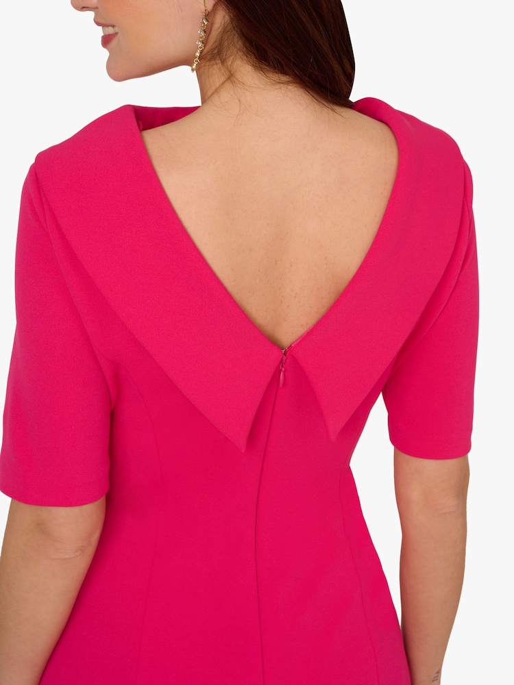 Adrianna Papell Pink Roll Neck Sheath With V Back Dress - Image 5 of 6