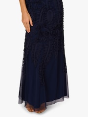 Adrianna Papell Blue Soutache Long Dress - Image 5 of 6