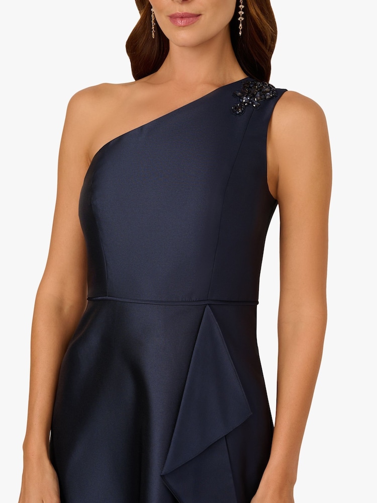Adrianna Papell Blue Studio One Shoulder Mikado Gown - Image 4 of 6
