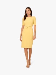 Adrianna Papell Yellow Mini Bow Front Sheath Dress - Image 1 of 6