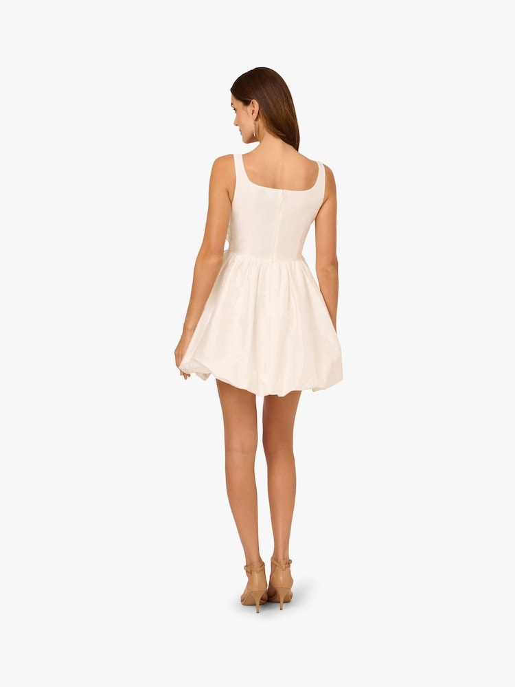 Adrianna Papell Bead Taffeta Bubble White Dress - Image 2 of 6