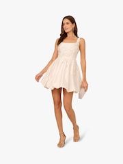 Adrianna Papell Bead Taffeta Bubble White Dress - Image 3 of 6