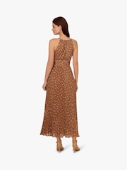 Adrianna Papell Print Pleat Ankle Brown Dress - Image 2 of 6