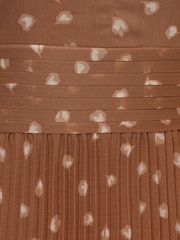 Adrianna Papell Print Pleat Ankle Brown Dress - Image 6 of 6