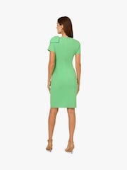 Adrianna Papell Green Pleated Bow Midi Dress - Image 2 of 6