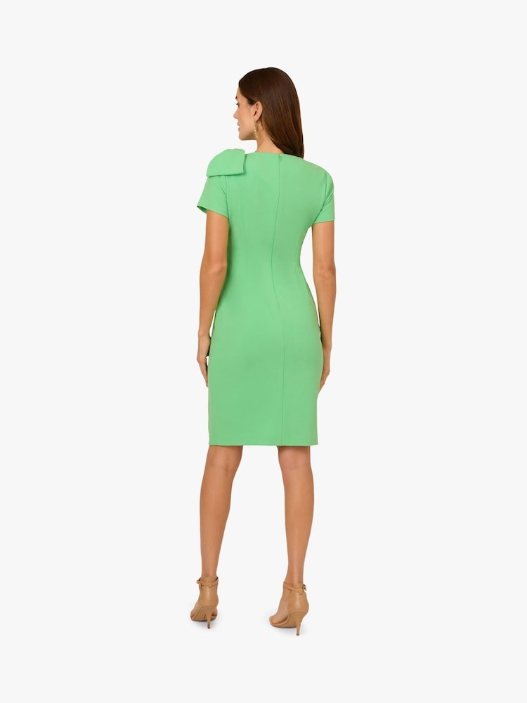 Adrianna Papell Green Pleated Bow Midi Dress - Image 2 of 6