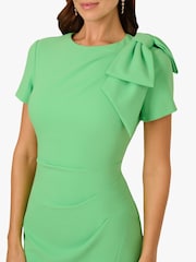 Adrianna Papell Green Pleated Bow Midi Dress - Image 4 of 6