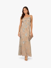 Adrianna Papell perlenbesetztes langes Kleid mit Meerjungfrau, Beige - Bild 4 von 6