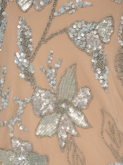 Adrianna Papell perlenbesetztes langes Kleid mit Meerjungfrau, Beige - Bild 6 von 6