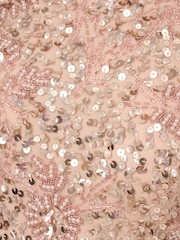 Adrianna Papell Pink Beaded Peplum Long Dress - Image 6 of 6