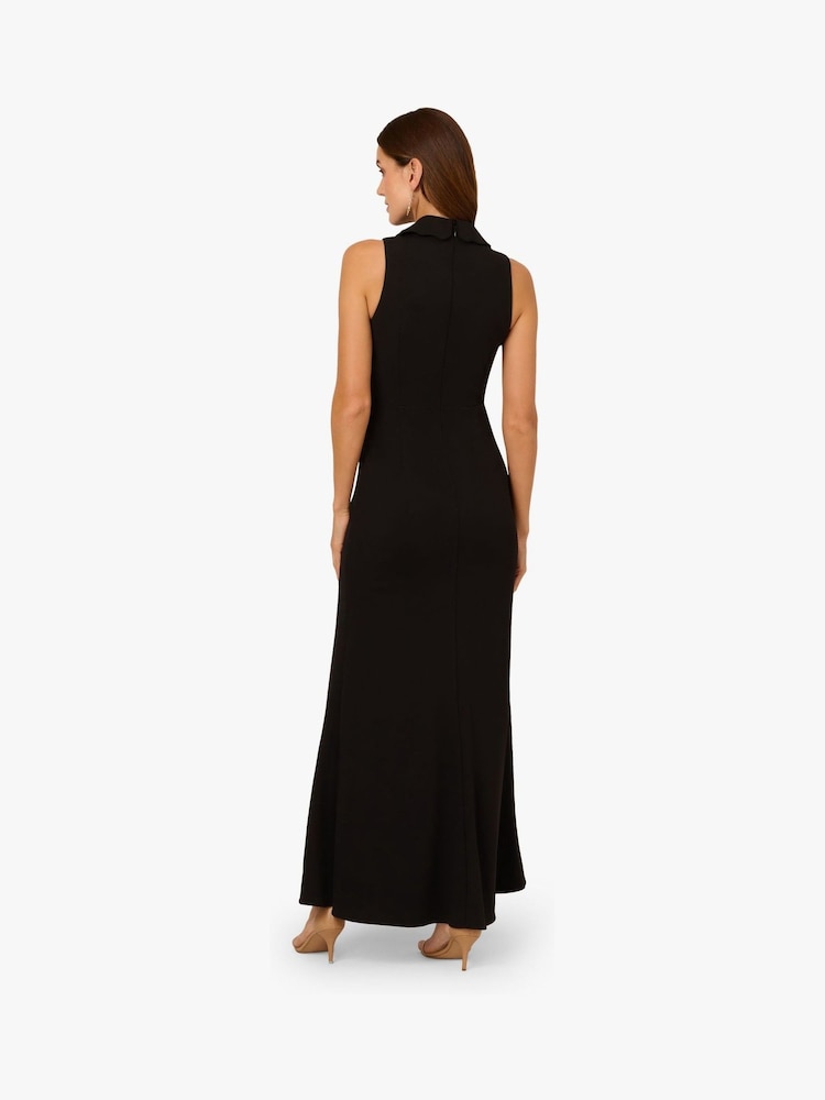 Adrianna Papell Scallop Tuxedo Black Gown - Image 2 of 6