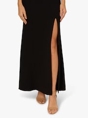 Adrianna Papell Scallop Tuxedo Black Gown - Image 5 of 6