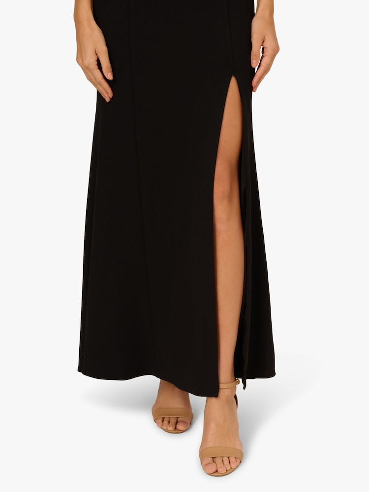 Adrianna Papell Scallop Tuxedo Black Gown - Image 5 of 6