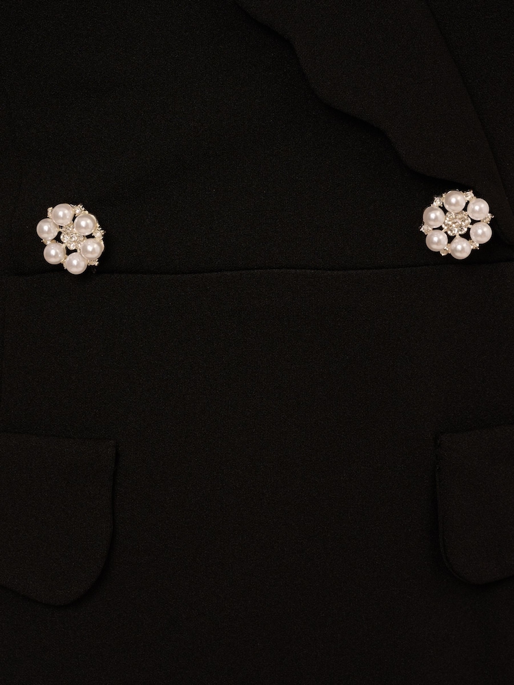 Adrianna Papell Scallop Tuxedo Black Gown - Image 6 of 6