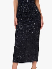 Adrianna Papell Blue Bead Mesh Peplum Dress - Image 6 of 6