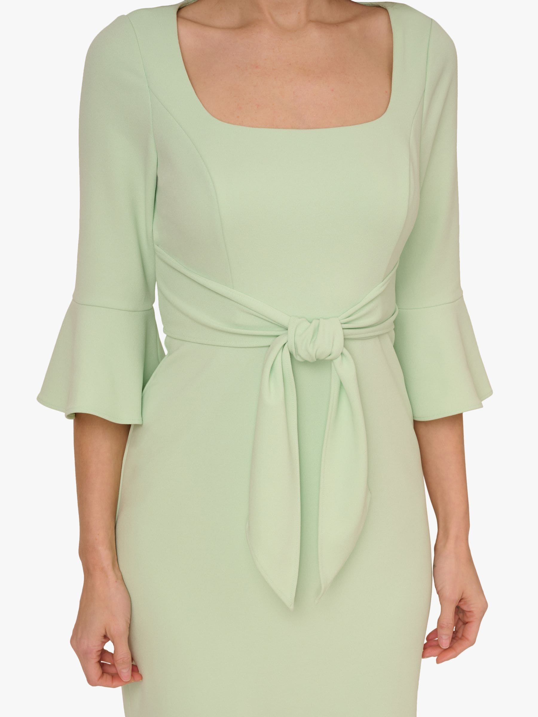 Buy Adrianna Papell Green Bell Sleeve Tie Front Dress from