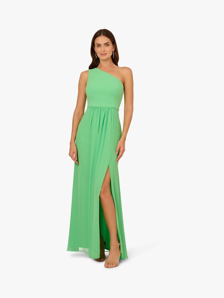 Adrianna Papell One Shoulder Chiffon Gown - Image 1 of 6 Adrianna Papell One Shoulder Chiffon Gown - Image 1 of 6