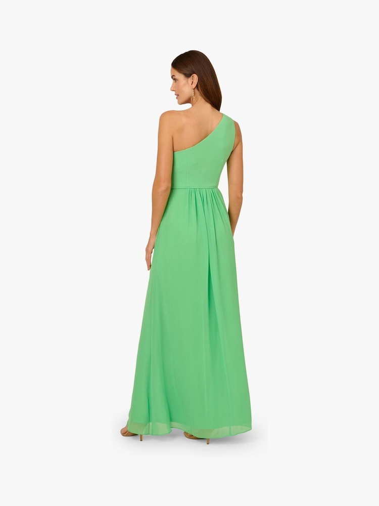 Adrianna Papell One Shoulder Chiffon Gown - Image 2 of 6 Adrianna Papell One Shoulder Chiffon Gown - Image 2 of 6