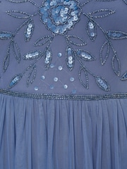 Adrianna Papell Blue Studio Beaded Mesh Shirred Dress - Image 6 of 6