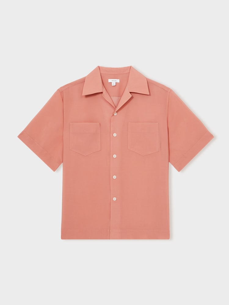 Reiss Dusty Rose Wrexham Organza Twin-Pocket Oversize Shirt - Image 2 of 6