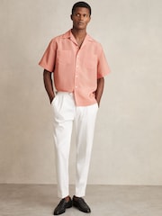 Reiss Dusty Rose Wrexham Organza Twin-Pocket Oversize Shirt - Image 3 of 6