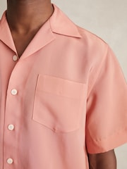 Reiss Dusty Rose Wrexham Organza Twin-Pocket Oversize Shirt - Image 4 of 6