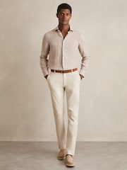 Reiss Off White Dobby Cotton-Piqué Slim-Fit Chinos - Image 1 of 7