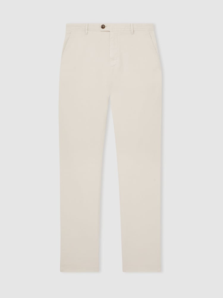 Reiss Off White Dobby Cotton-Piqué Slim-Fit Chinos - Image 2 of 7